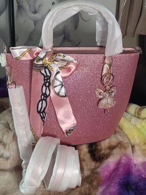 Kate Spade Glitter Mixed In Mitten Pink Shoulder Crossbody Bag NWT Discontinued